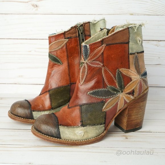 Freebird Patchwork Flower Leather Boots 